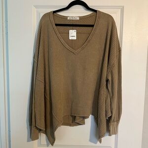 Free People Brown Long Sleeve Top